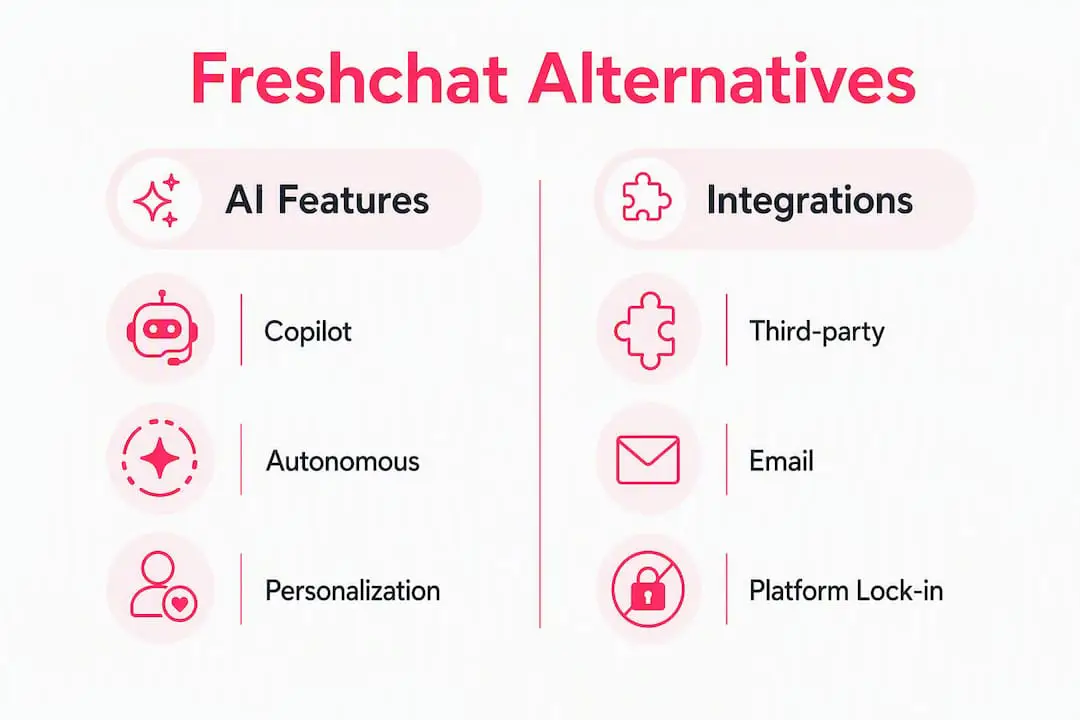 Infografía que muestra una comparación de alternativas a Freshchat