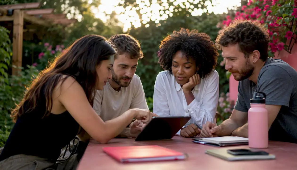 Hands reviewing chatbot user feedback on tablet