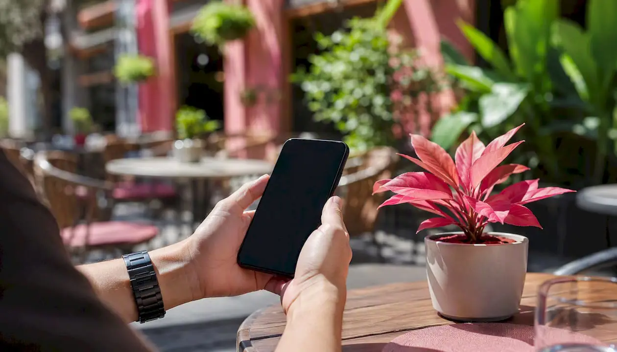 Hands holding smartphone for shared inbox