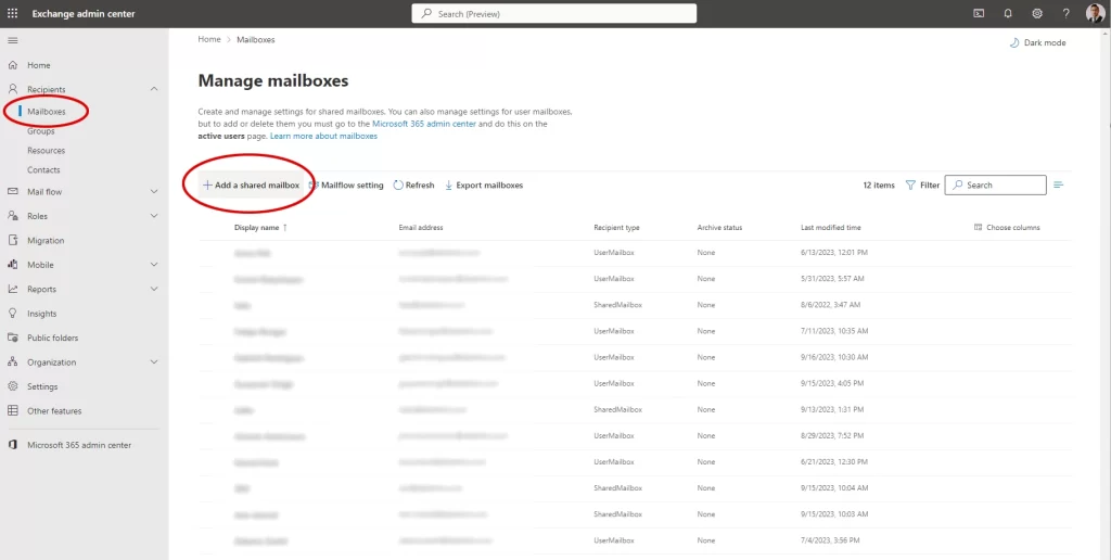 Create a shared mailbox in Microsoft365